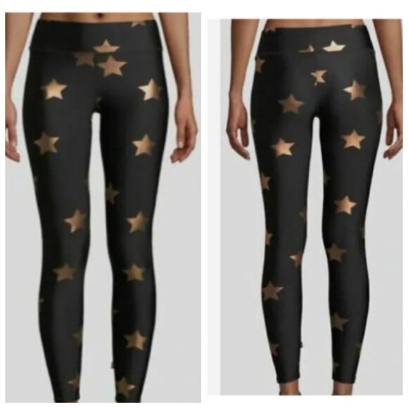 Terez Star Foil Printed  Band Performance Leggings Black Size Small - Picture 1 of 8
